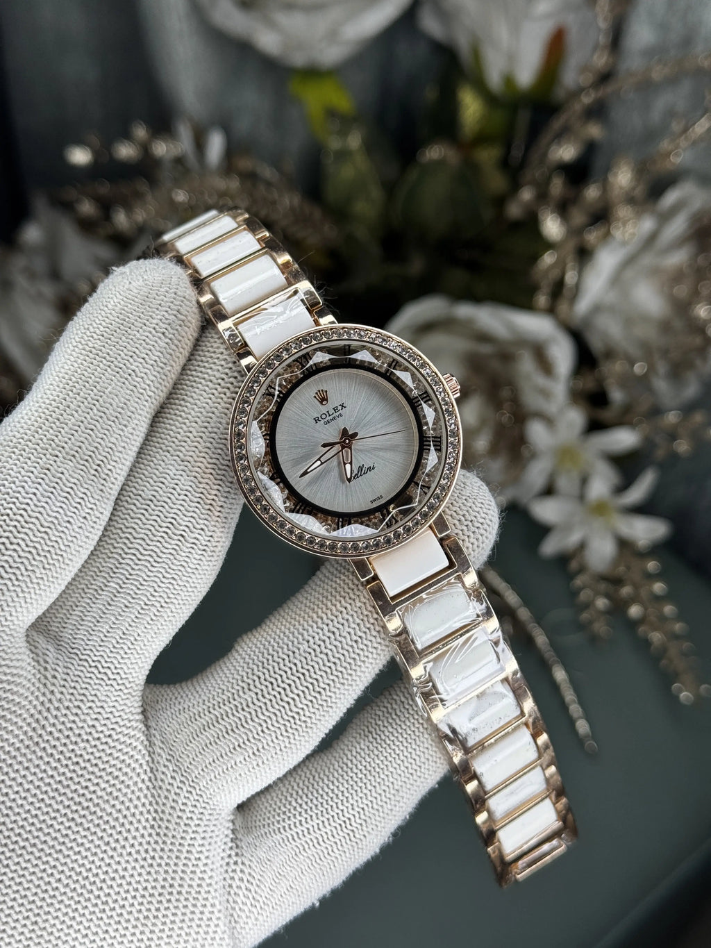 Role X Dual Tone White Dial Premium Ladies Watch