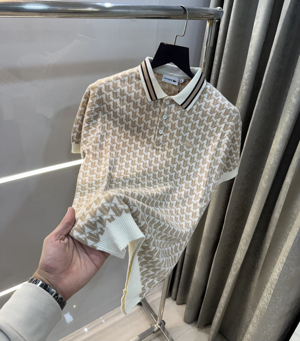Lacost e Cream Imported Knitted Polo T-Shirt
