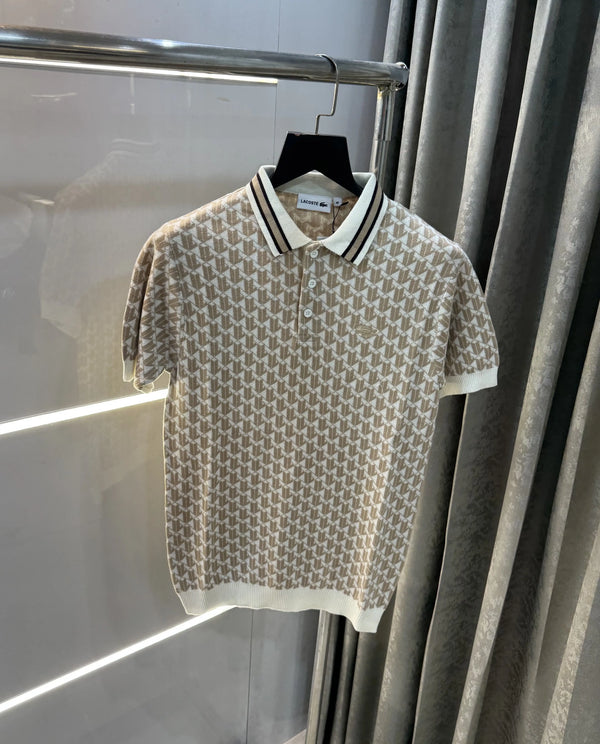 Lacost e Cream Imported Knitted Polo T-Shirt