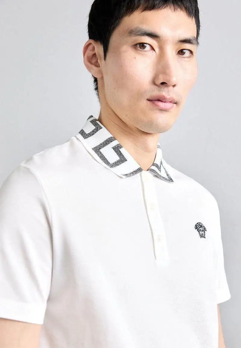Versace Couture White Collar Logo Imported Polo T-Shirt