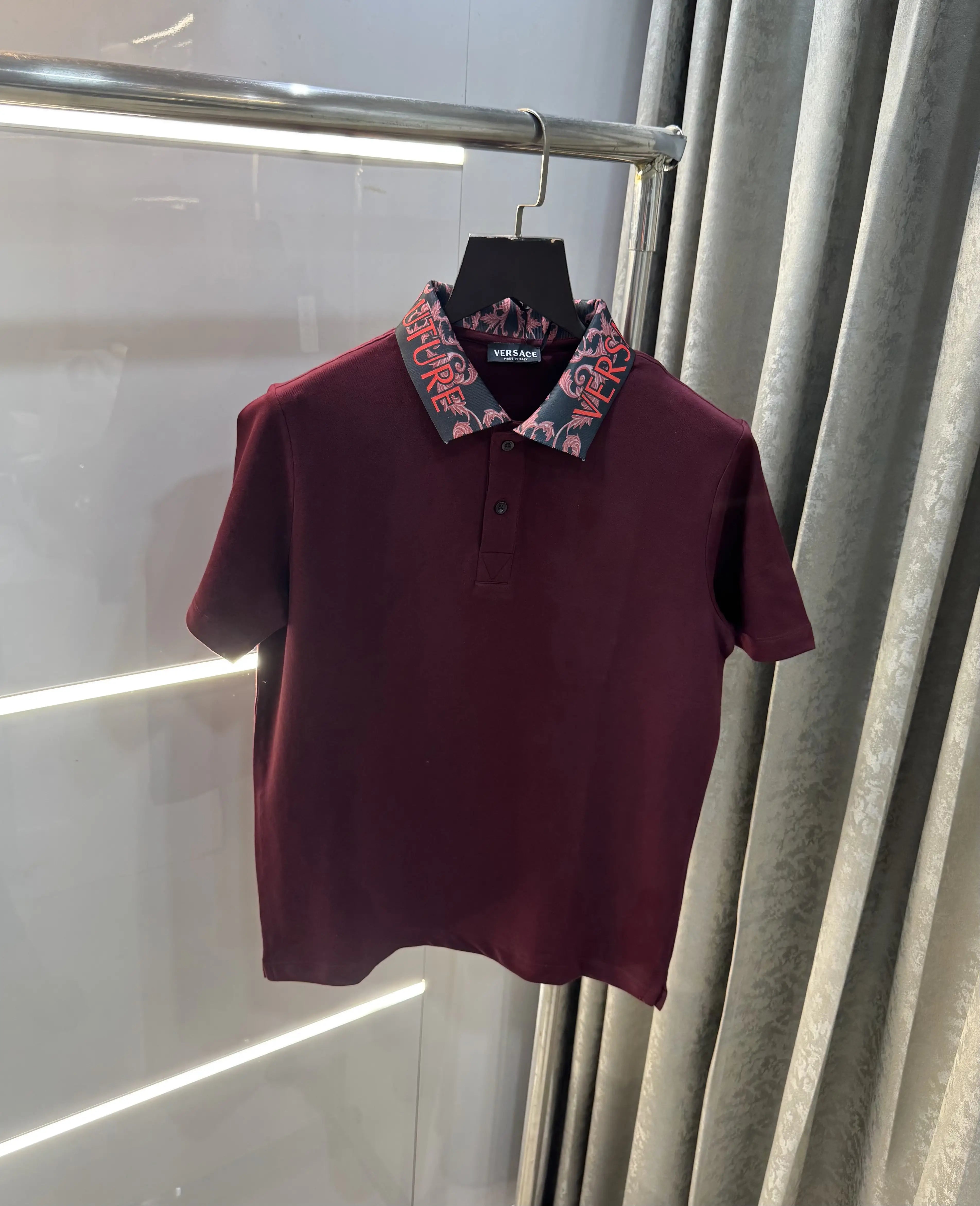 Versace Couture Wine Collar Logo Imported Polo T-Shirt Main image