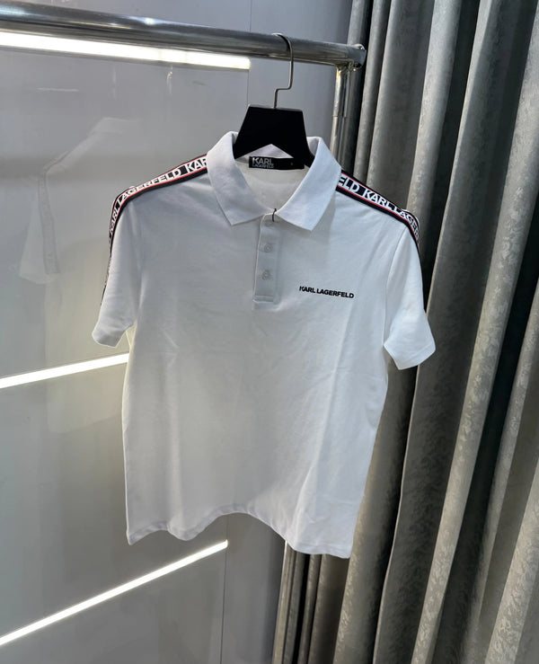 Karl Lagerfeld White Logo Work Premium Polo T-Shirt
