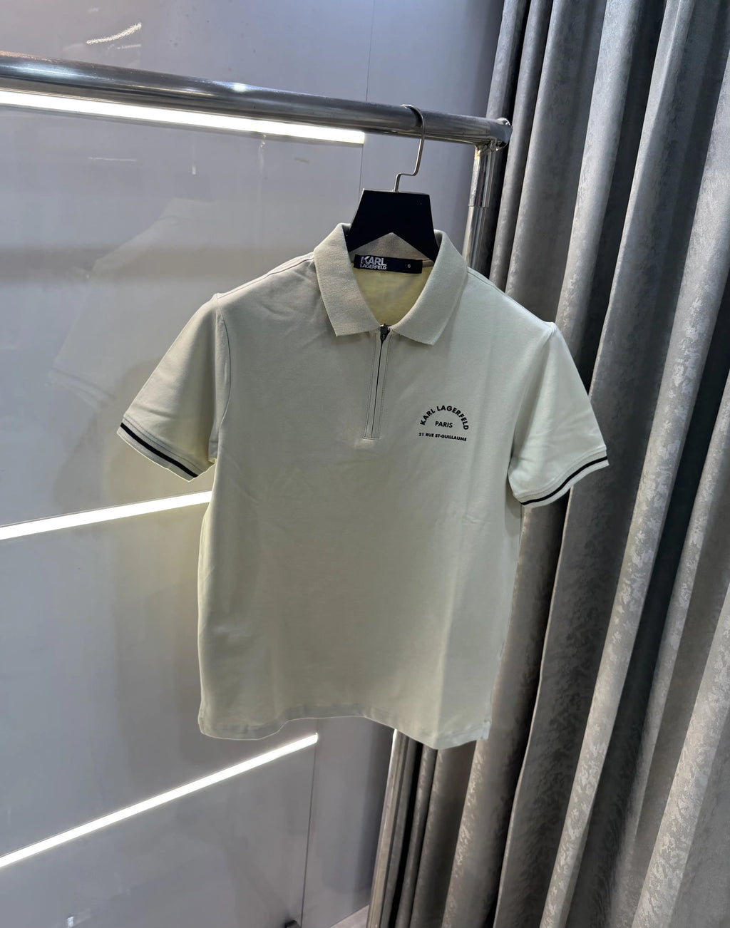 Karl Lagerfeld Cream Logo Work Premium Polo T-Shirt