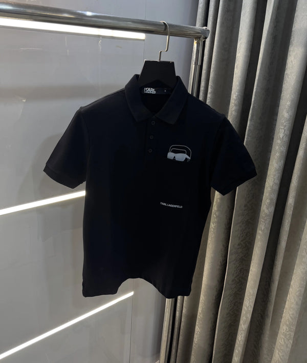 Karl Lagerfeld Black Logo Work Premium Polo T-Shirt