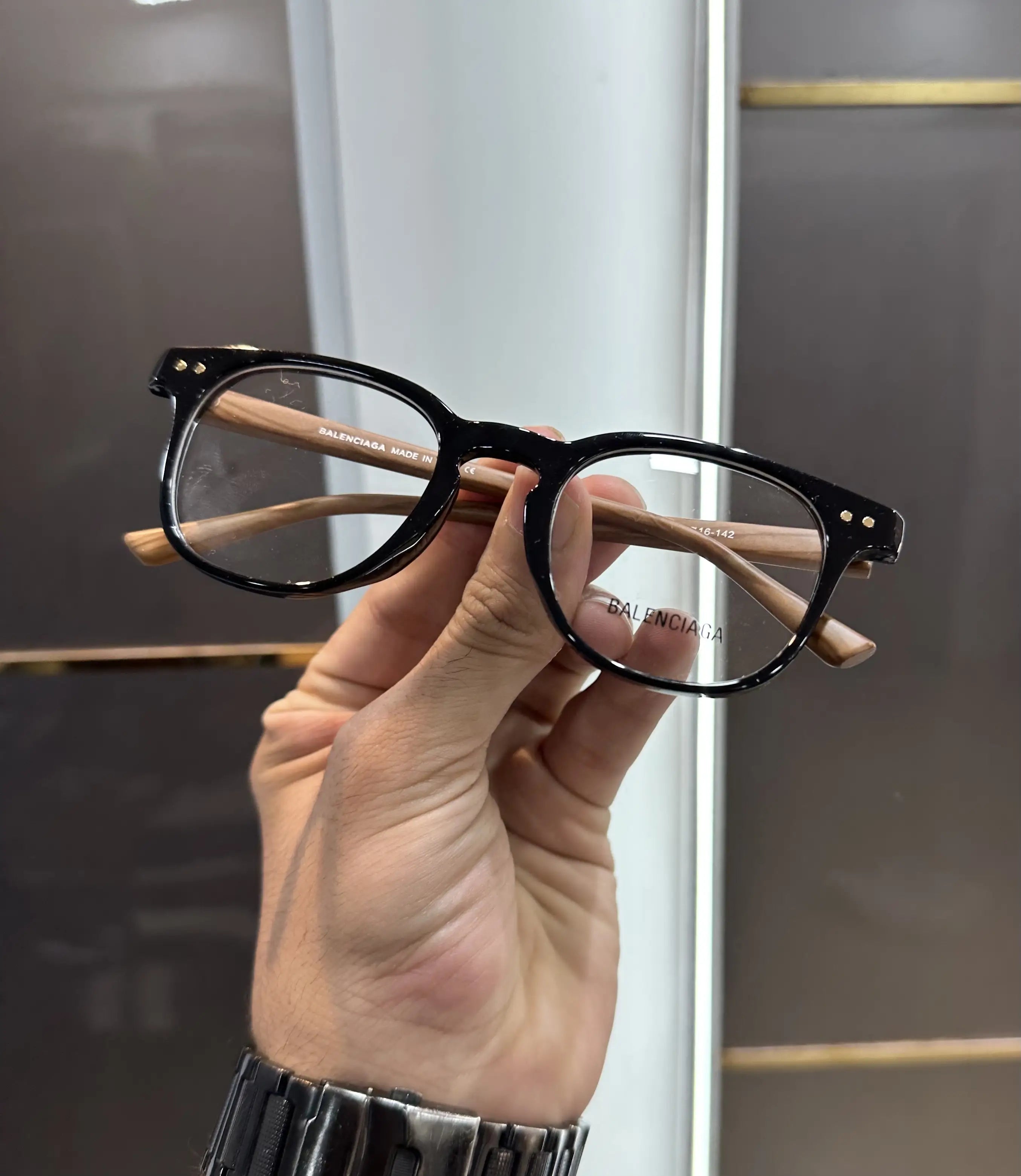 Balenciaga Wooden Black Glasses 5183