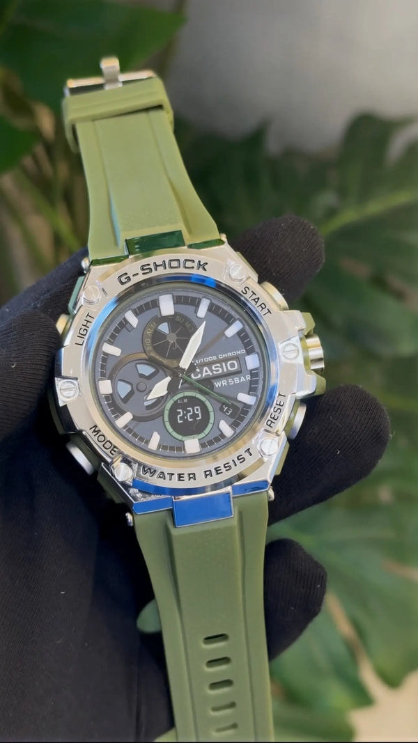 G shock B100 green silver