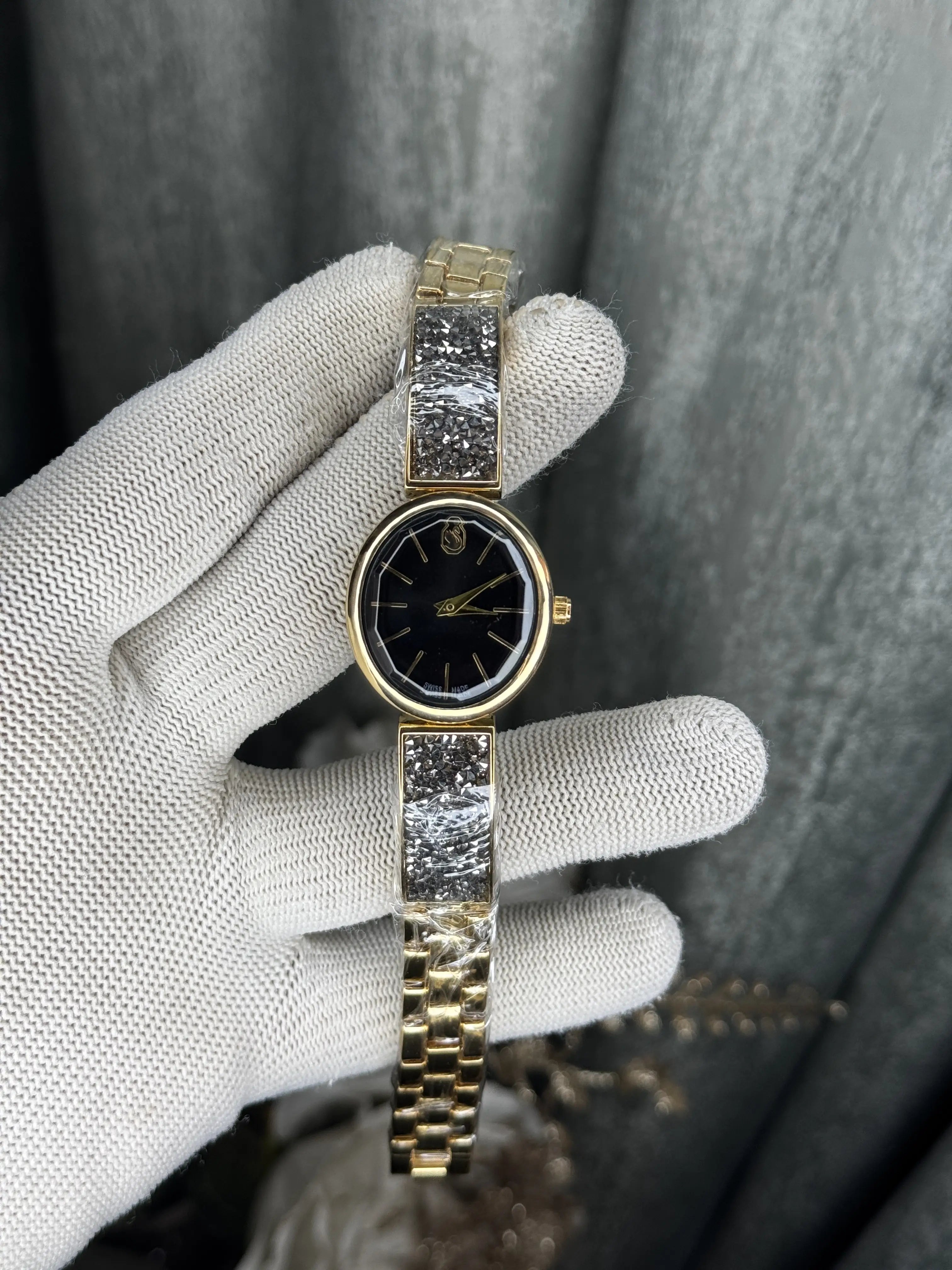 Swarovski Sparkle Gold Blue Premium Ladies Watch