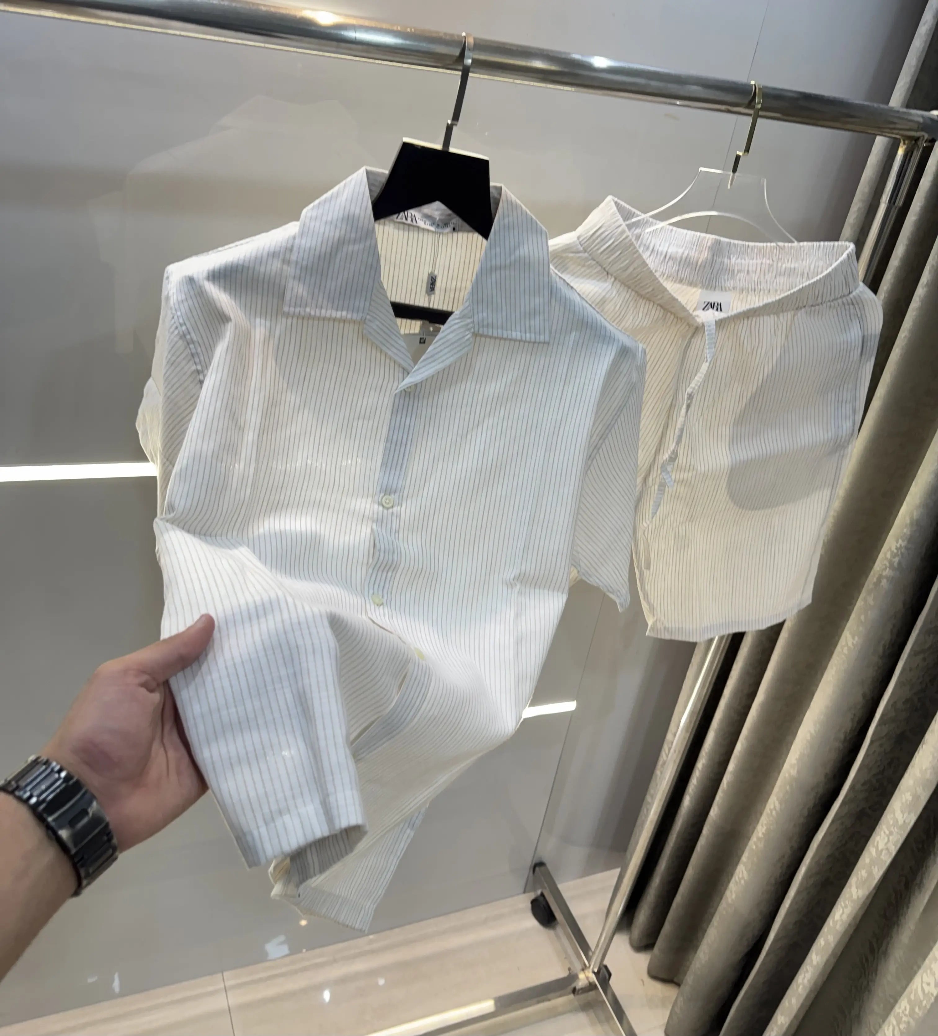 Zar a White Brown Premium Classic Linen Cord Set Main image