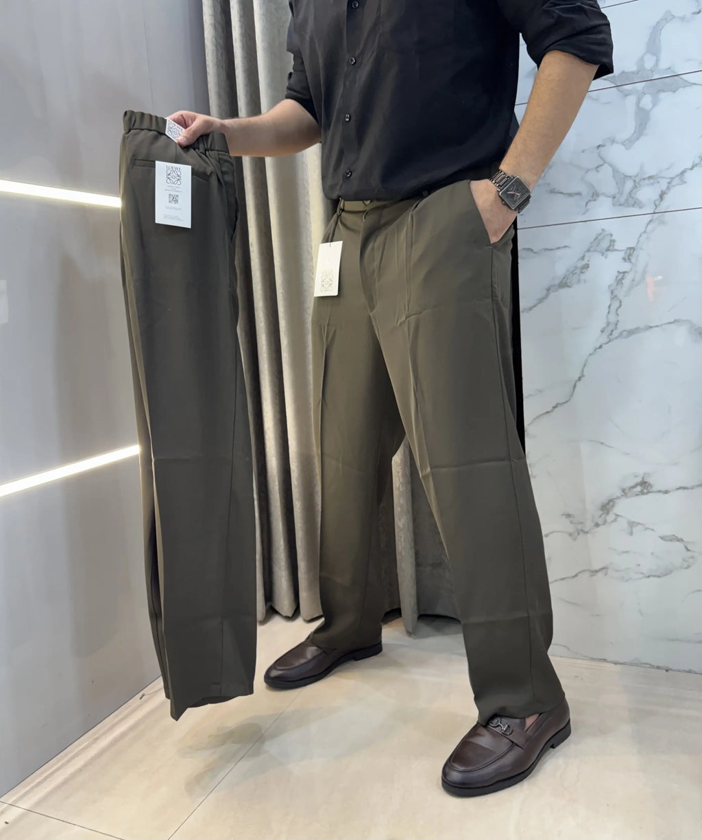 Loewe Olive Premium Imported Belt Strech Trouser