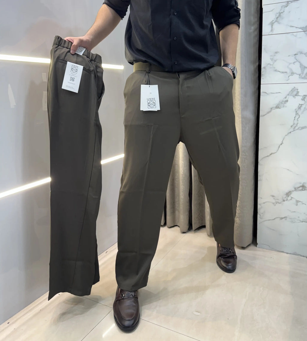Loewe Olive Premium Imported Belt Strech Trouser