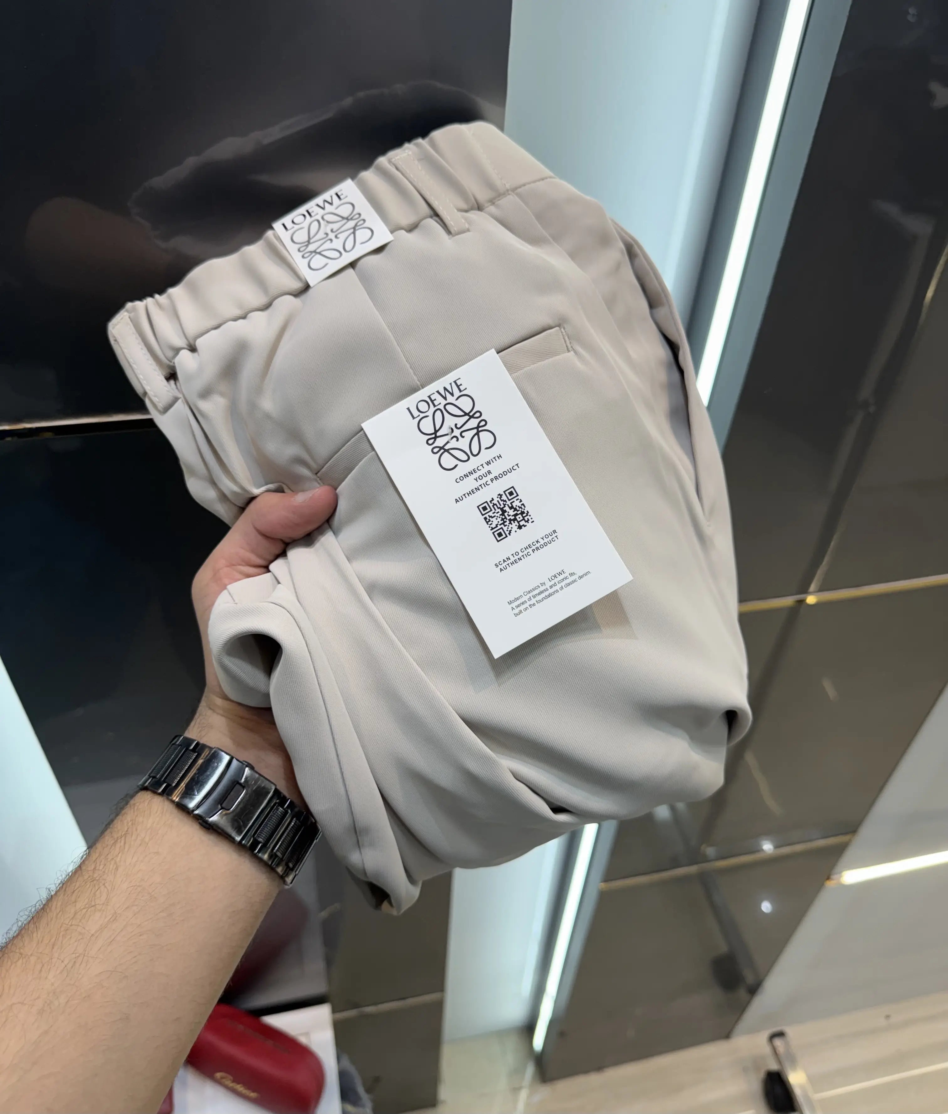 Loewe Cream Premium Imported Belt Strech Trouser Secondary image