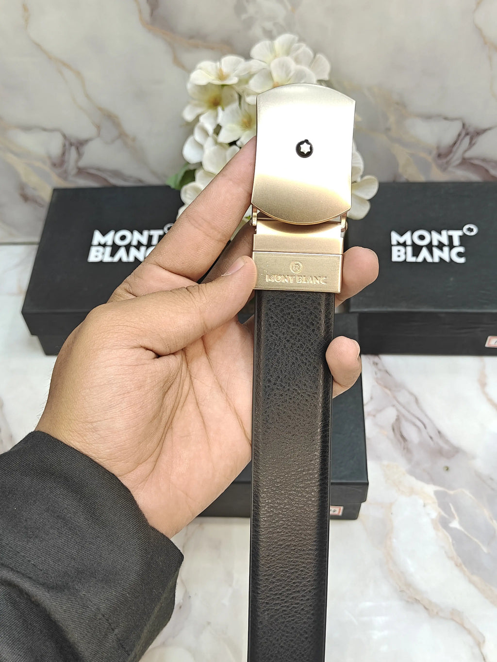MONT BLANC PREMIUM QUALITY REVERSIBLE IMP BELT WITH OG BOX..MB-804
