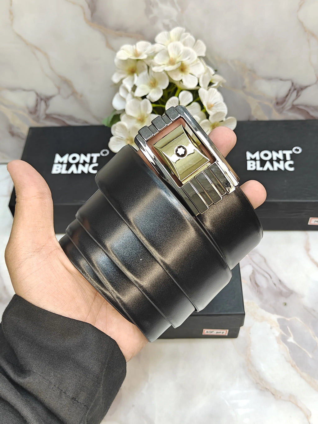mont blanc premium quality reversible belt with OG BOX
