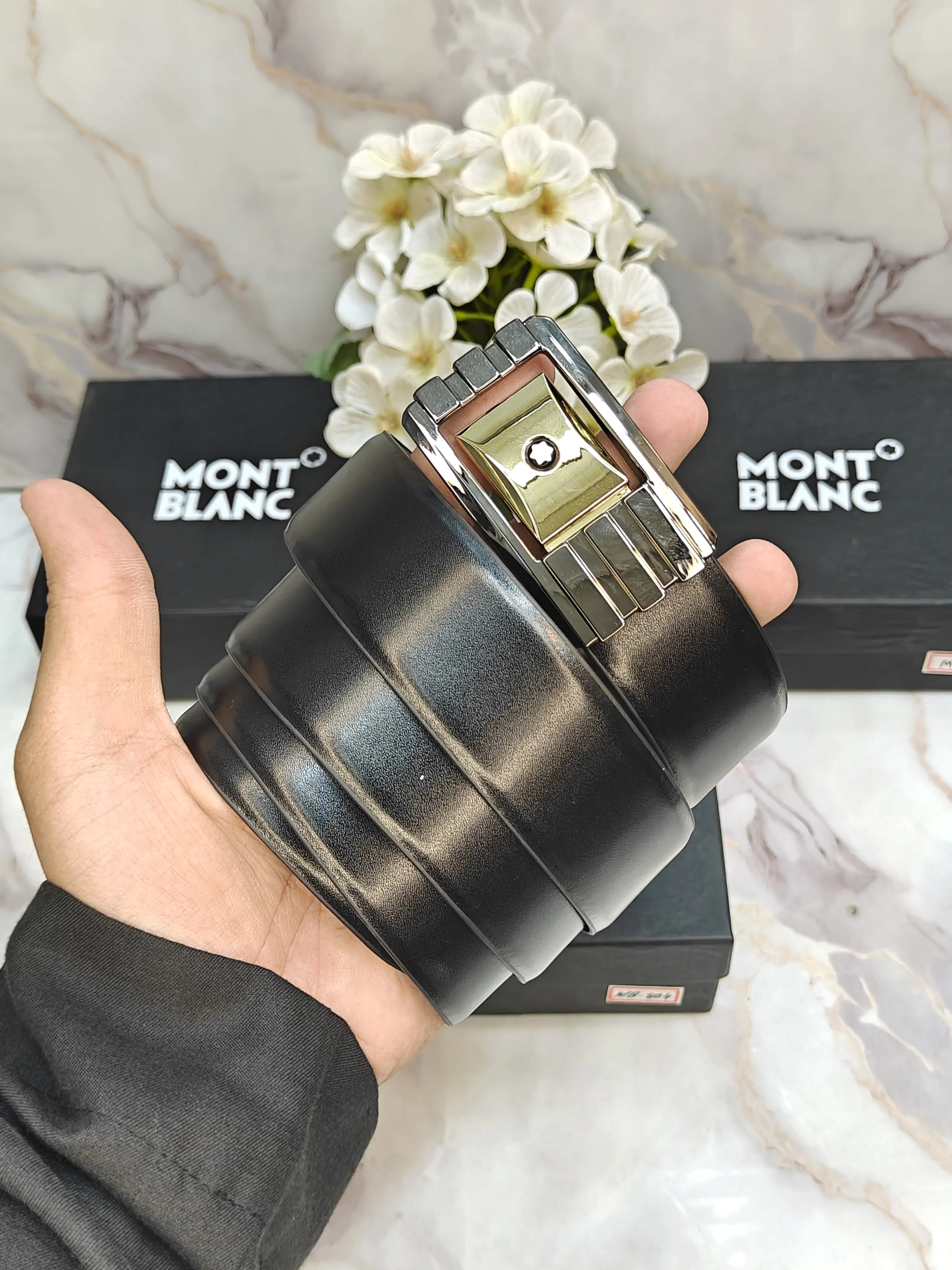 mont blanc premium quality reversible belt with OG BOX