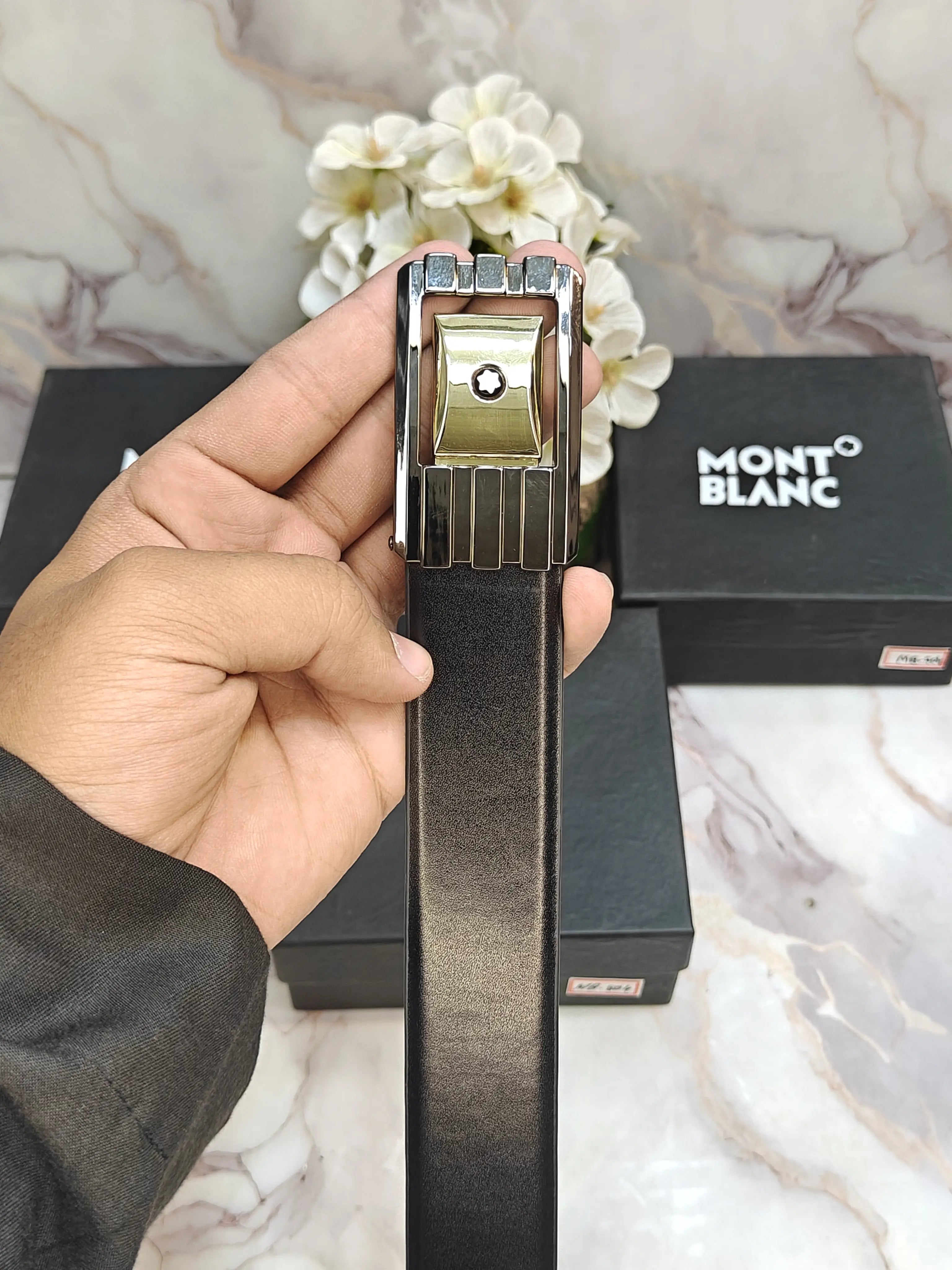 mont blanc premium quality reversible belt with OG BOX
