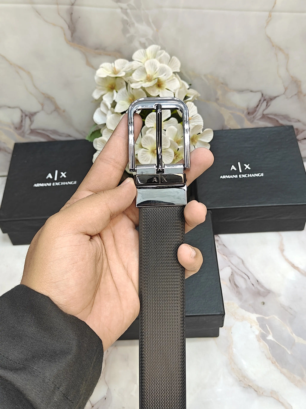 AX ARMANI EXCHANGE PREMIUM QUALITY REVERSEABLE BELT WITH OG BOX