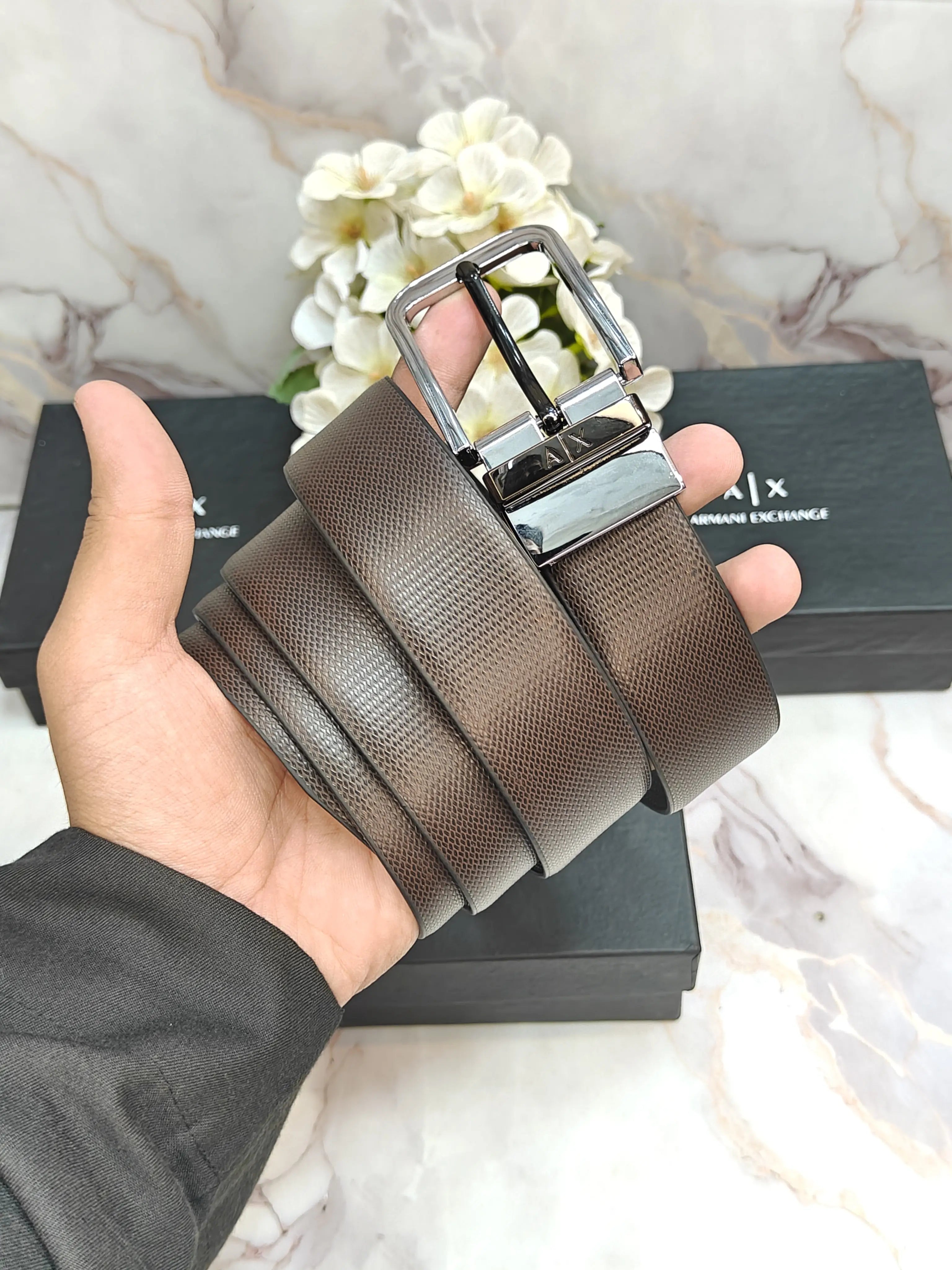 AX ARMANI EXCHANGE PREMIUM QUALITY REVERSEABLE BELT WITH OG BOX