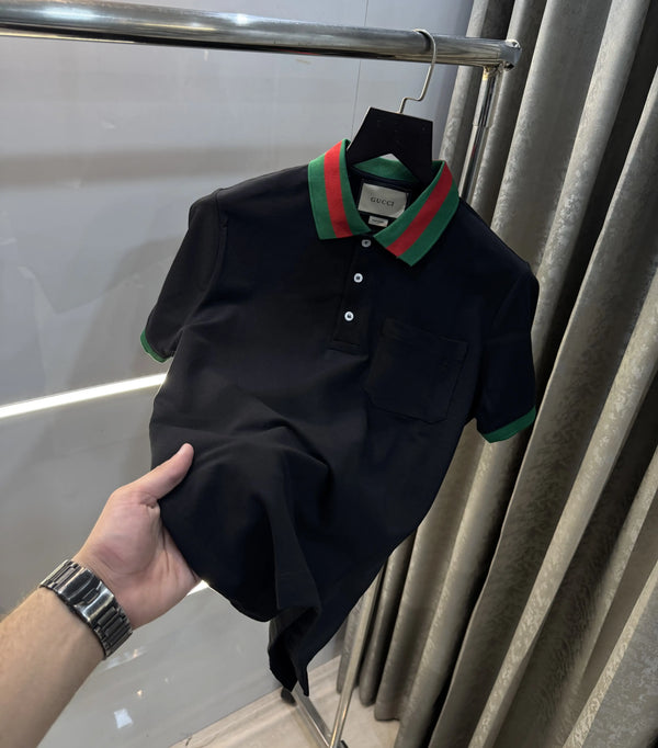 Gucc i Black Collar Look Premium Polo T-Shirt