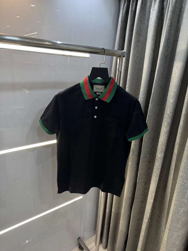 Gucc i Black Collar Look Premium Polo T-Shirt