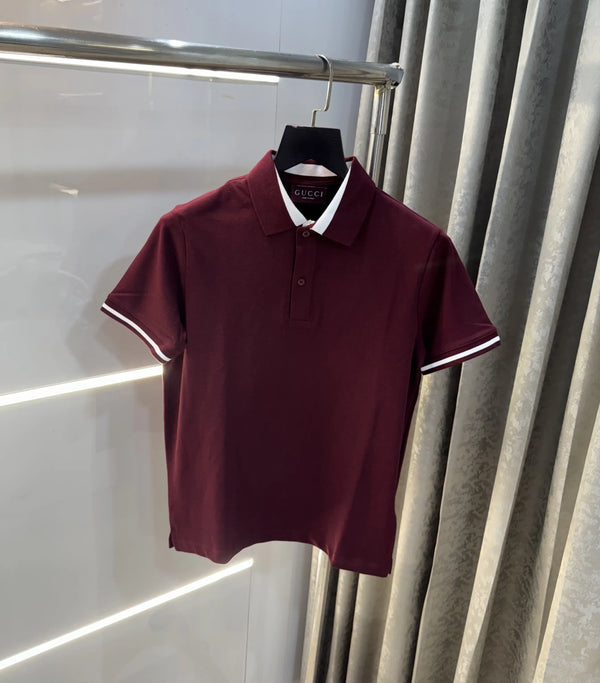 Gucc i Wine Collar Look Premium Polo T-Shirt