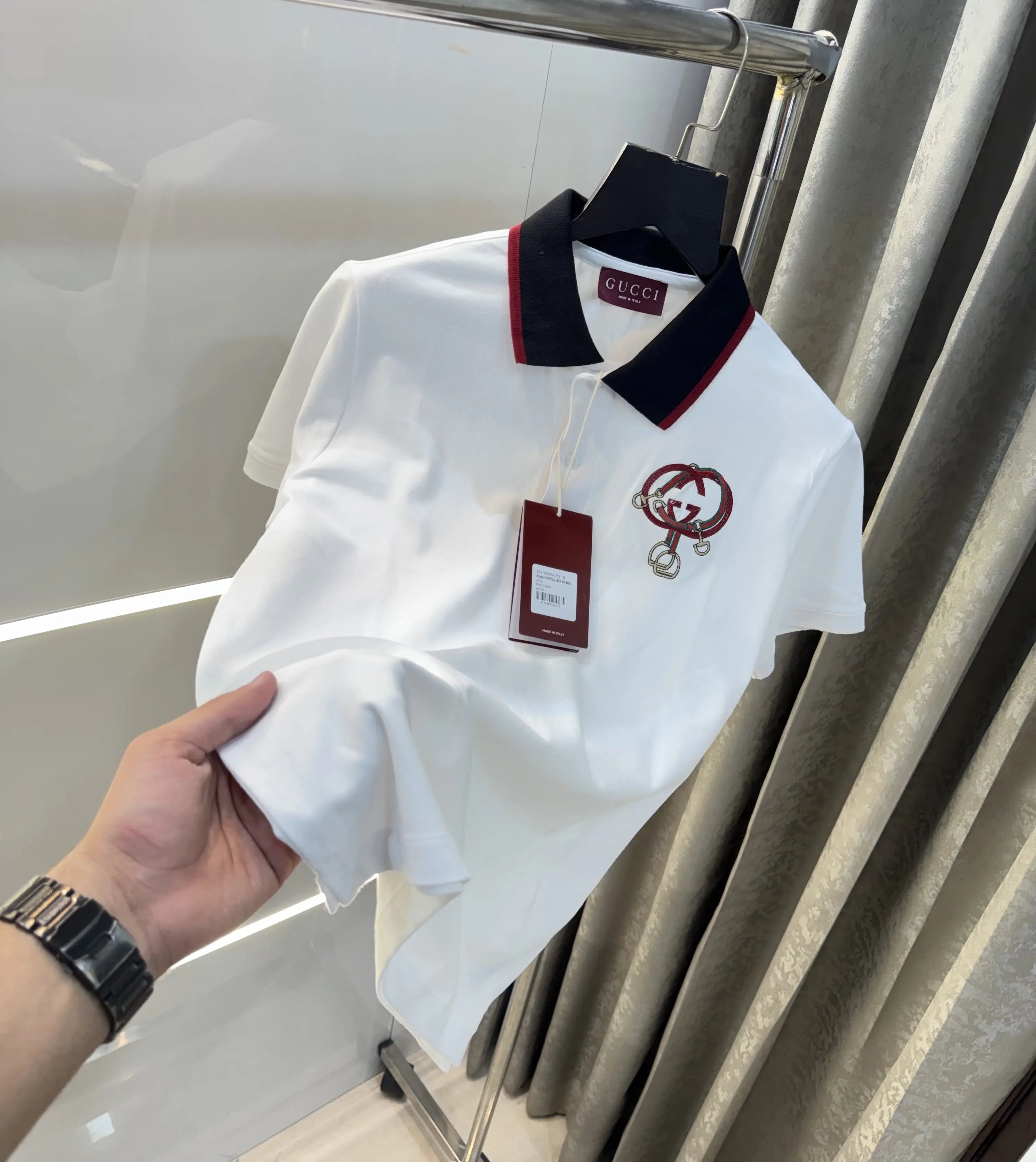 Gucc i White Collar Look Premium Polo T-Shirt