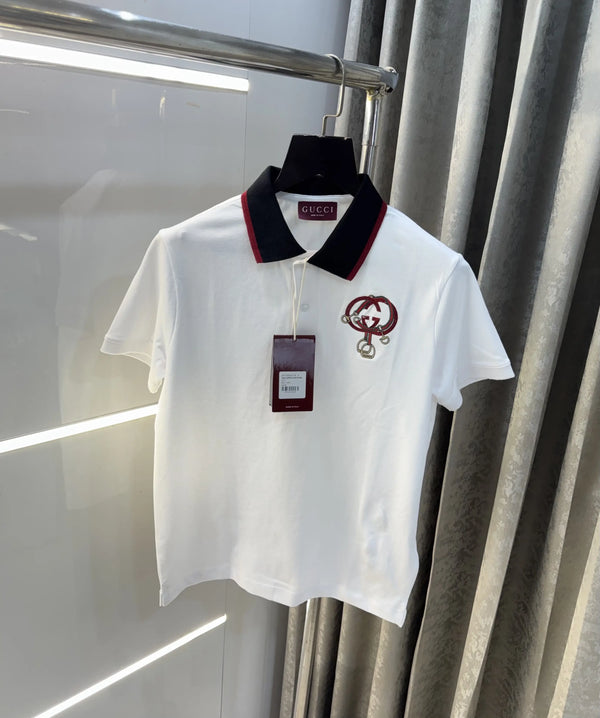 Gucc i White Collar Look Premium Polo T-Shirt