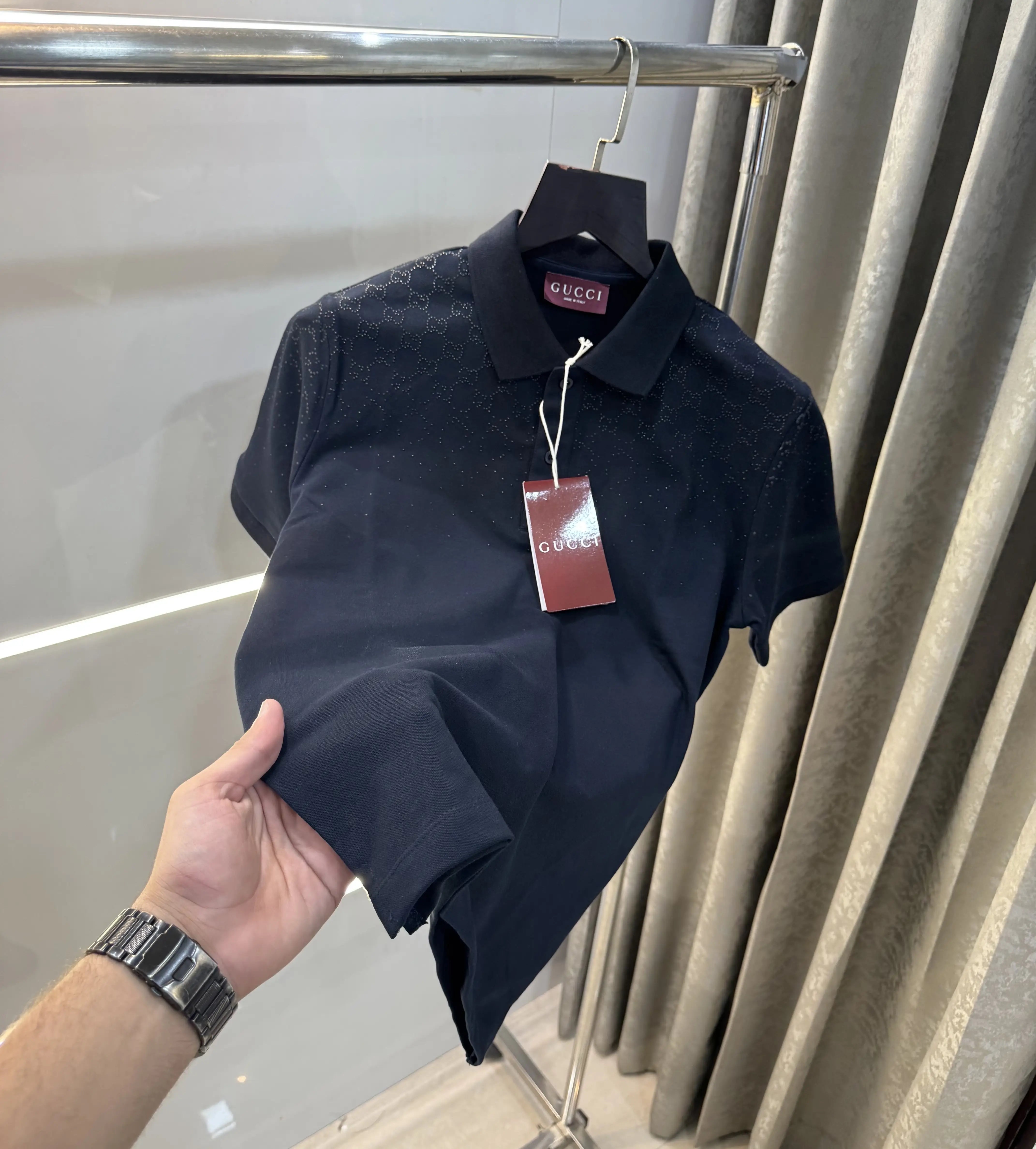 Gucc i Navy Blue Logo Work Premium Polo T-Shirt Main image