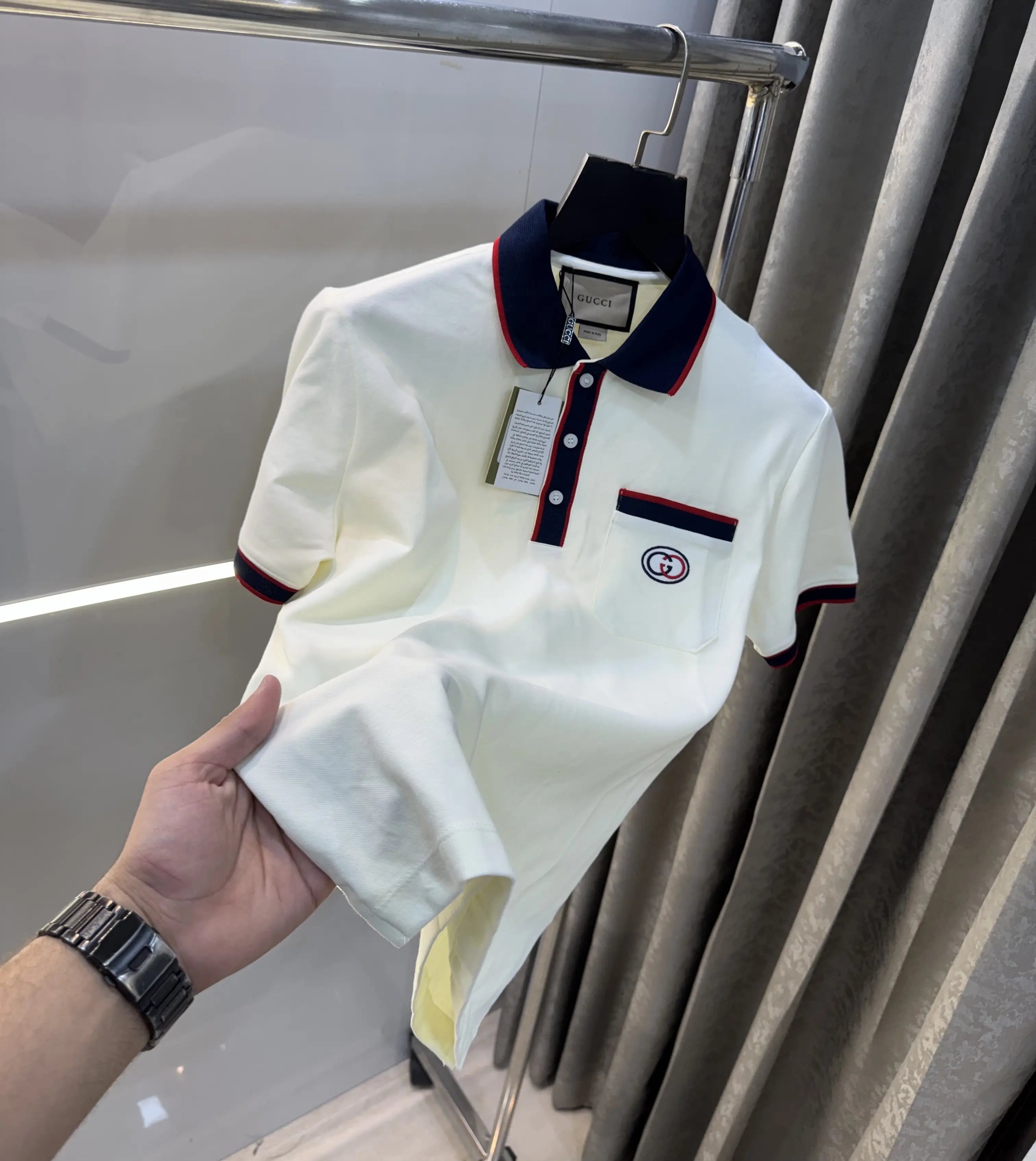 Gucc i Cream Logo Work Premium Polo T-Shirt