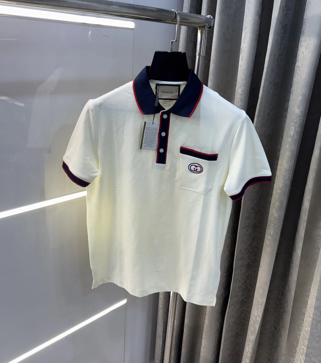 Gucc i Cream Logo Work Premium Polo T-Shirt