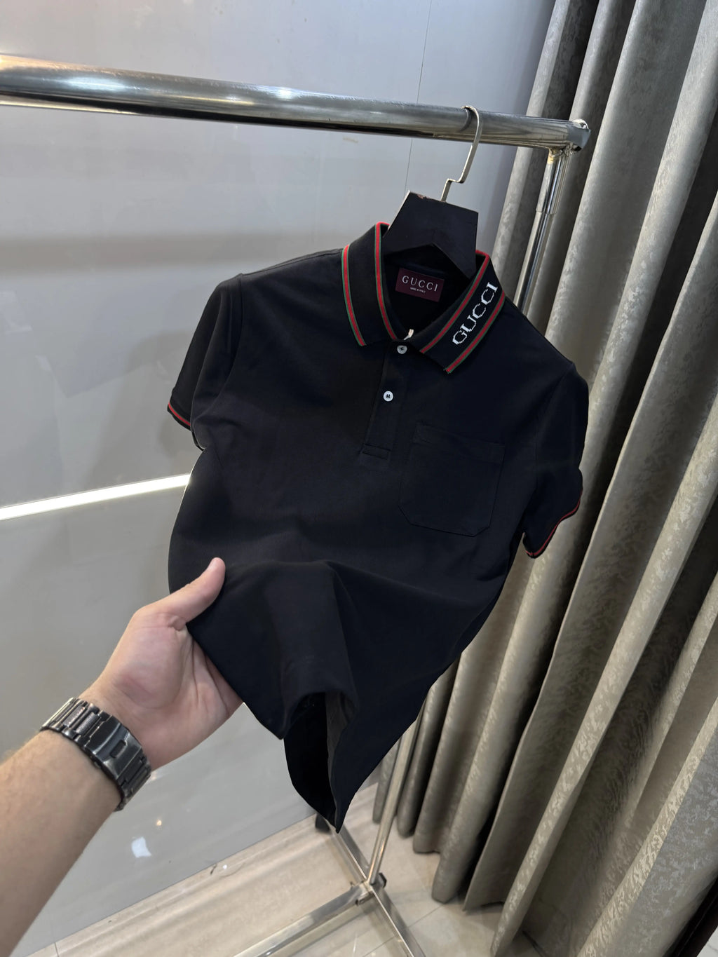 Gucc i Black Logo Work Premium Polo T-Shirt
