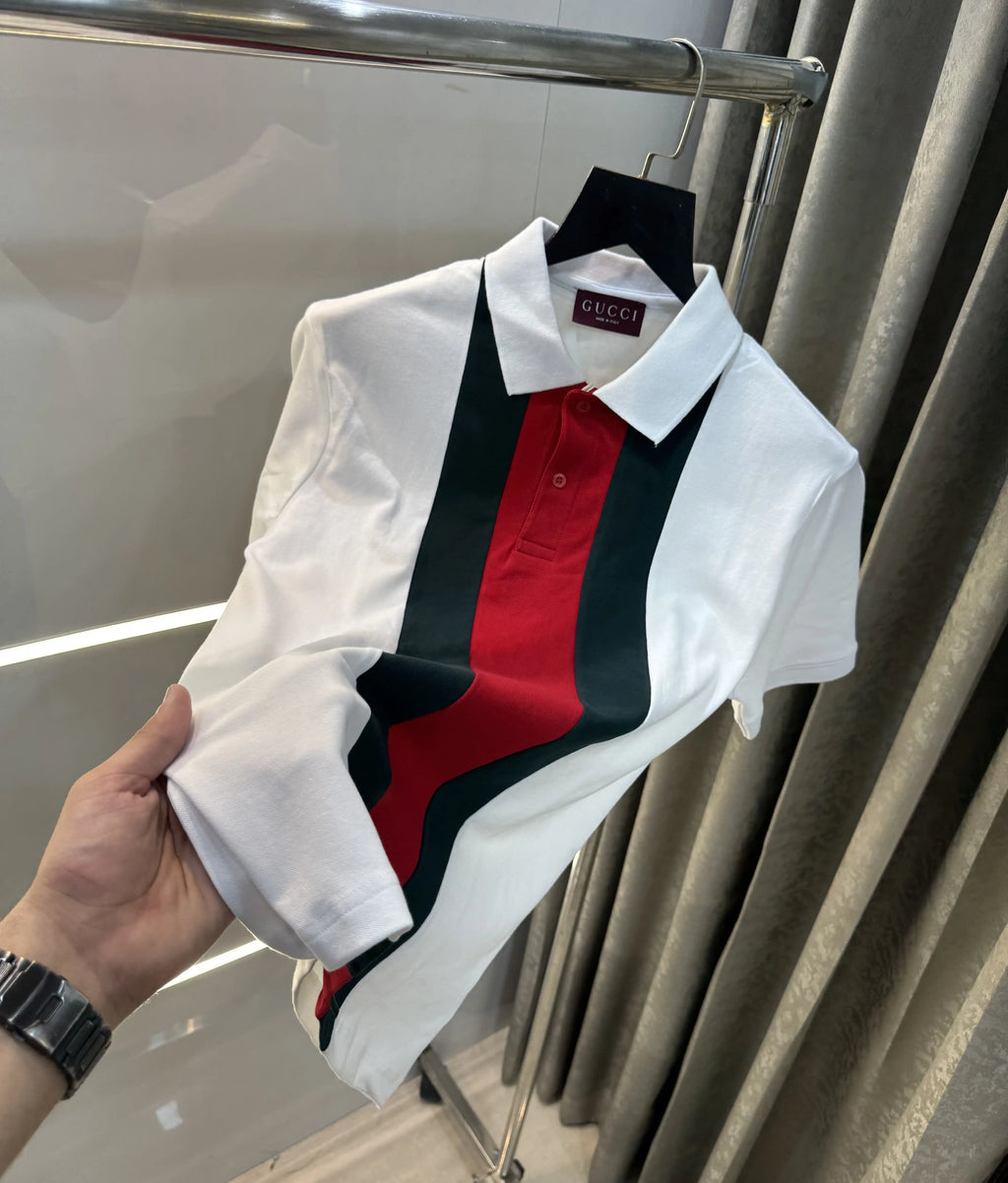 Gucc i White Logo Work Premium Polo T-Shirt