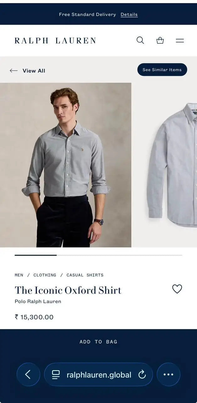 Ralph  Lauren Grey Embroidery Logo Classic Shirt