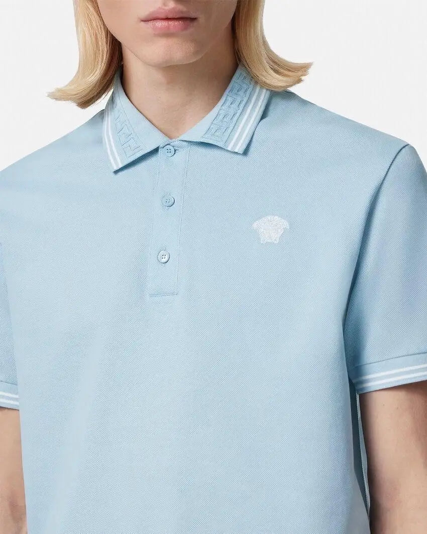 Versace Couture Sky Blue Collar Logo Imported Polo T-Shirt Main image