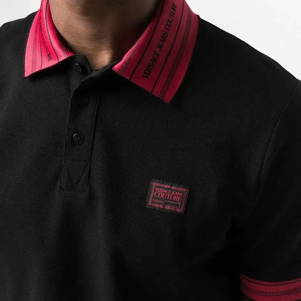 Versace Couture Black Collar Logo Imported Polo T-Shirt