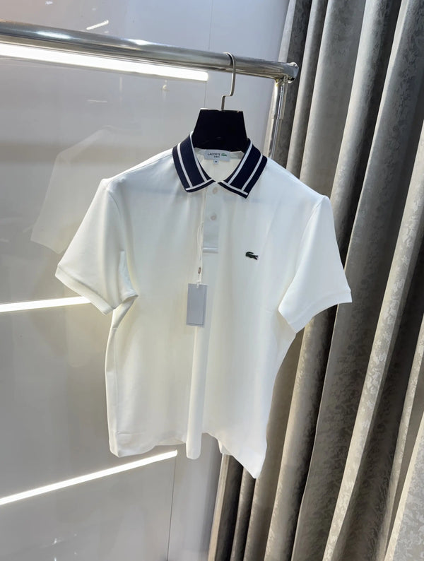 Lacost e White Embroidery Logo Premium Polo T-Shirt