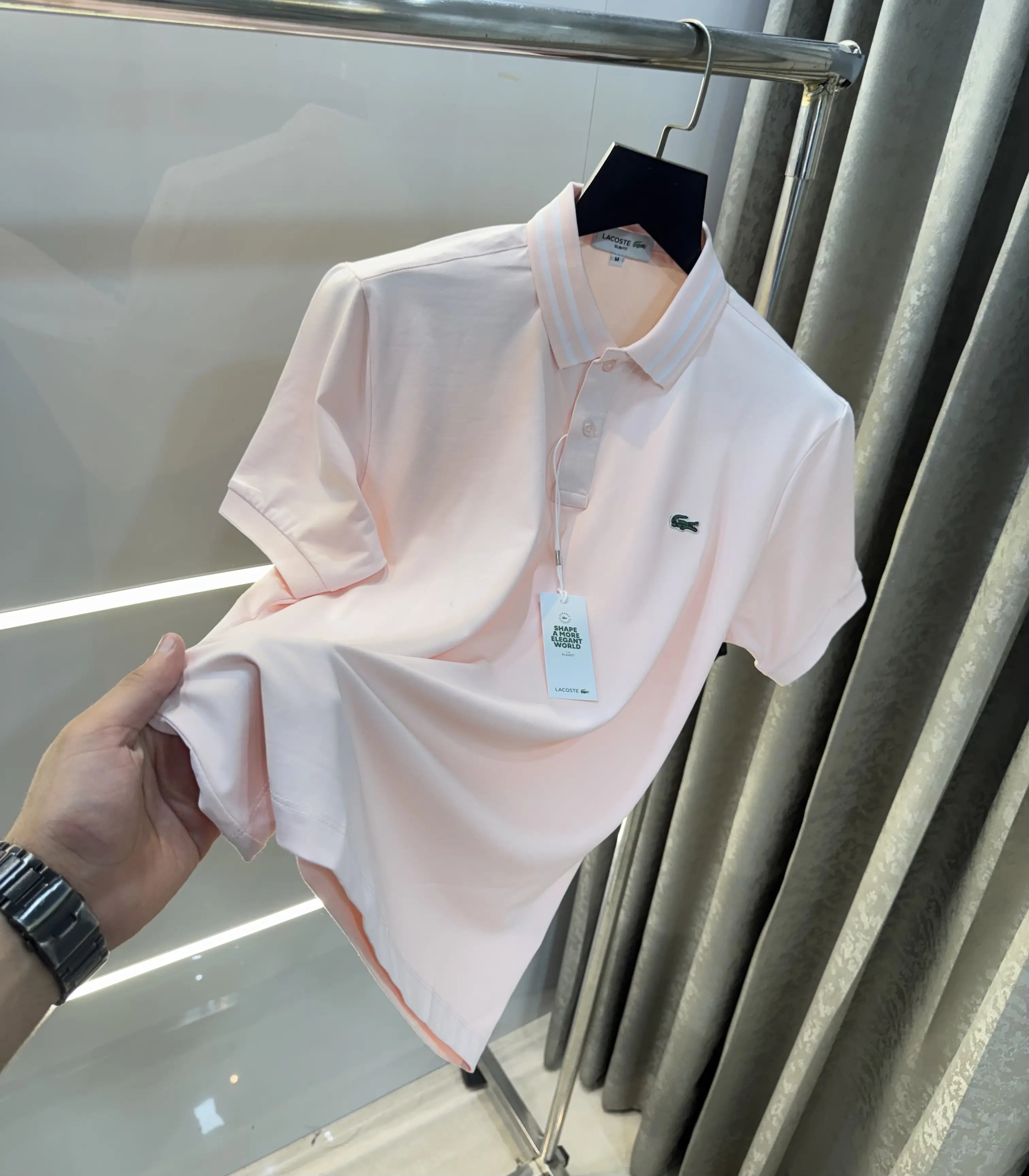 Lacost e Pink Embroidery Logo Premium Polo T-Shirt