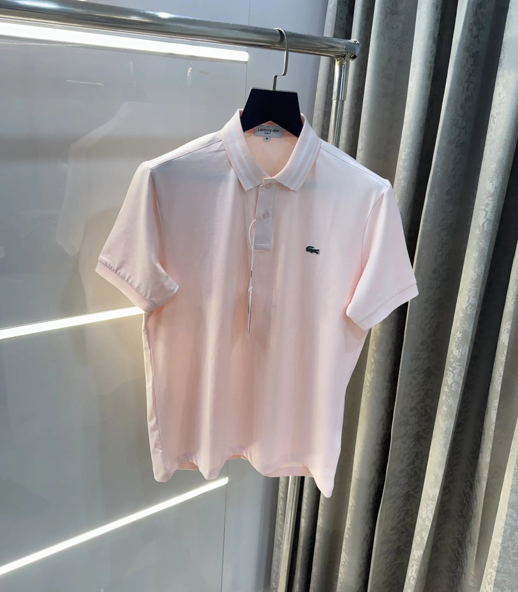 Lacost e Pink Embroidery Logo Premium Polo T-Shirt