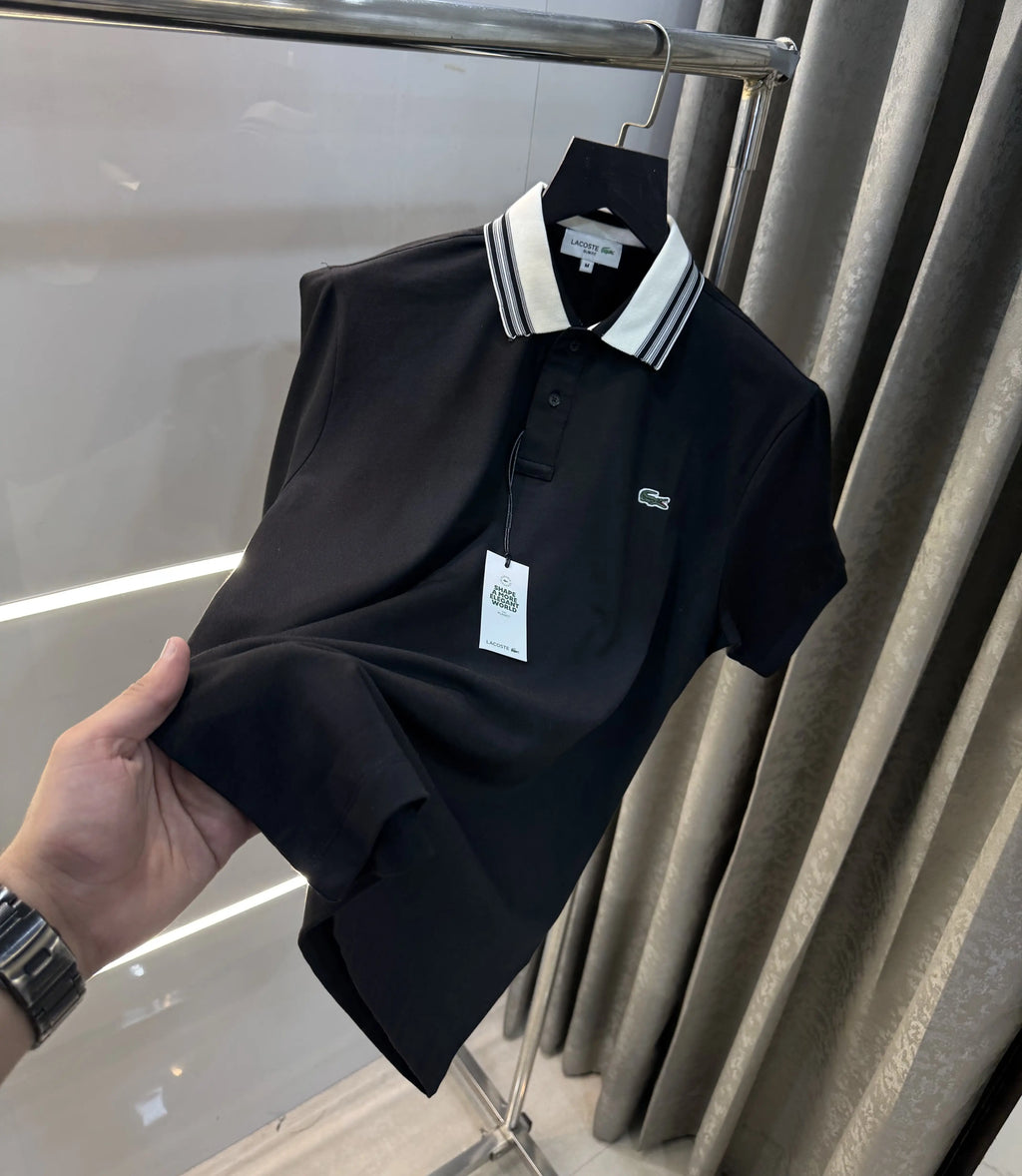 Lacost e Black Embroidery Logo Premium Polo T-Shirt
