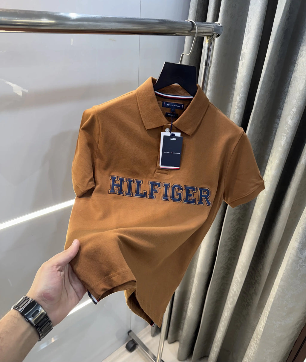Tommy  Hilfiger Brown Logo Work Premium Polo T-Shirt
