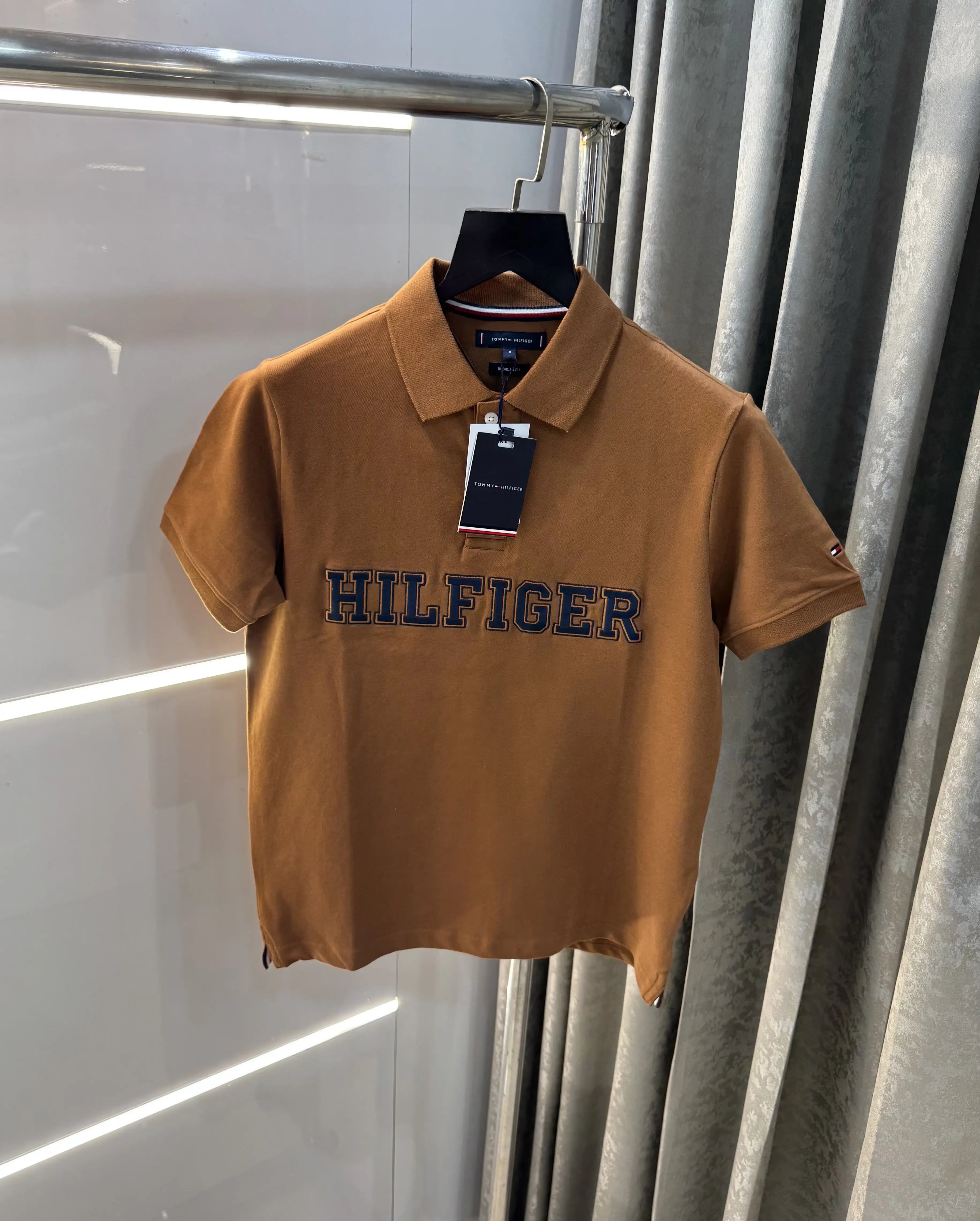Tommy  Hilfiger Brown Logo Work Premium Polo T-Shirt