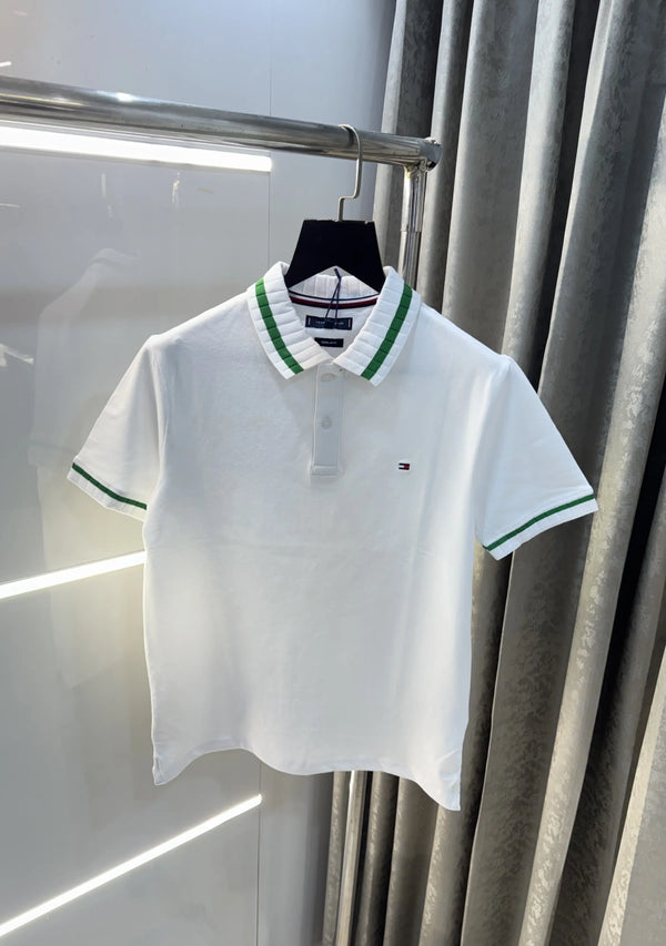 Tomm y  Hilfige r White Logo Work Premium Polo T-Shirt