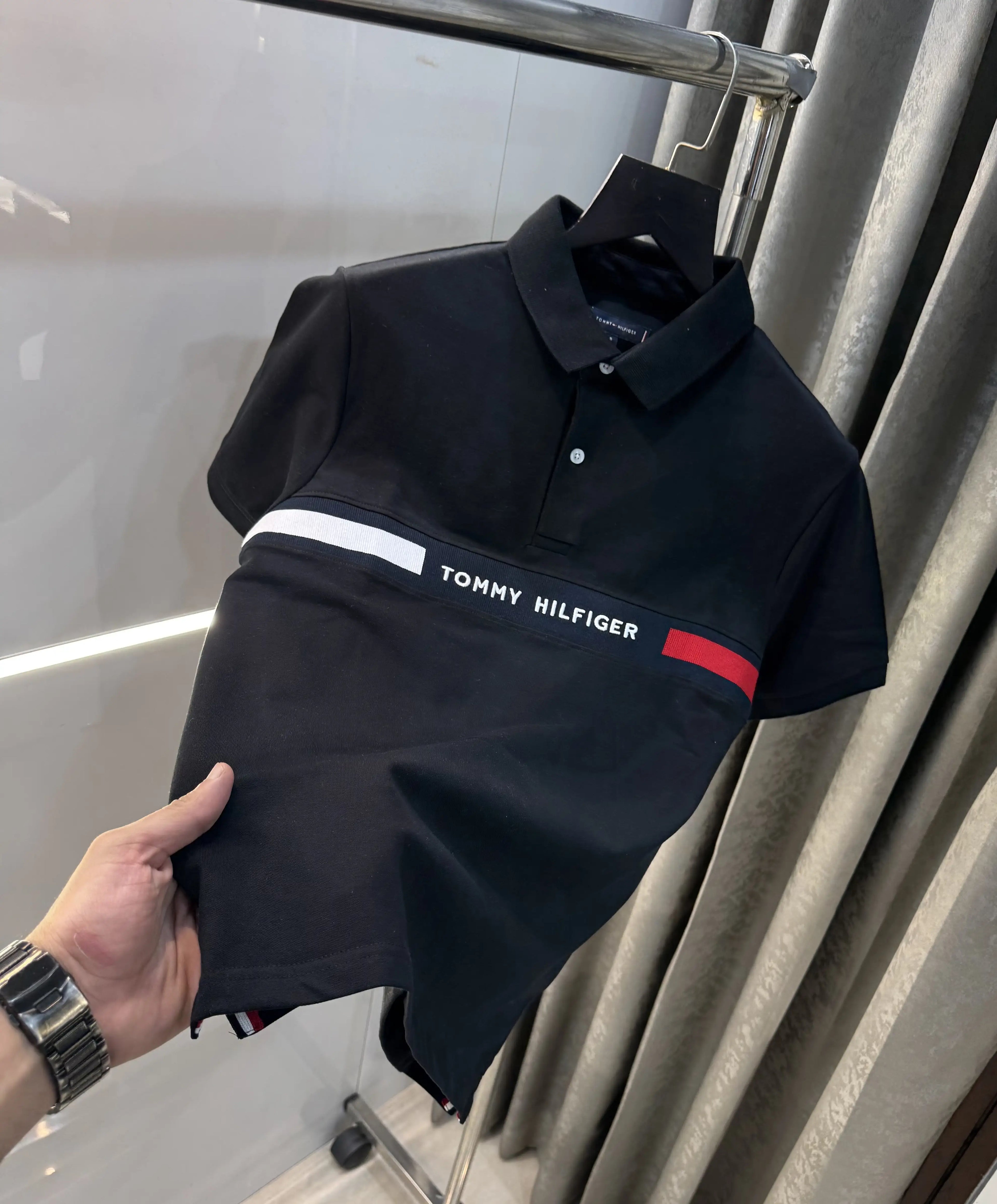 Tommy  Hilfiger Black Logo Work Premium Polo T-Shirt