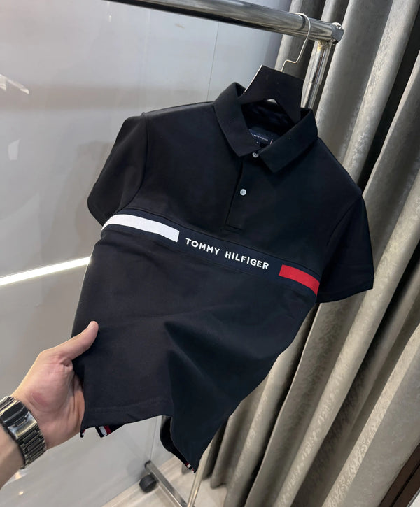 Tommy  Hilfiger Black Logo Work Premium Polo T-Shirt
