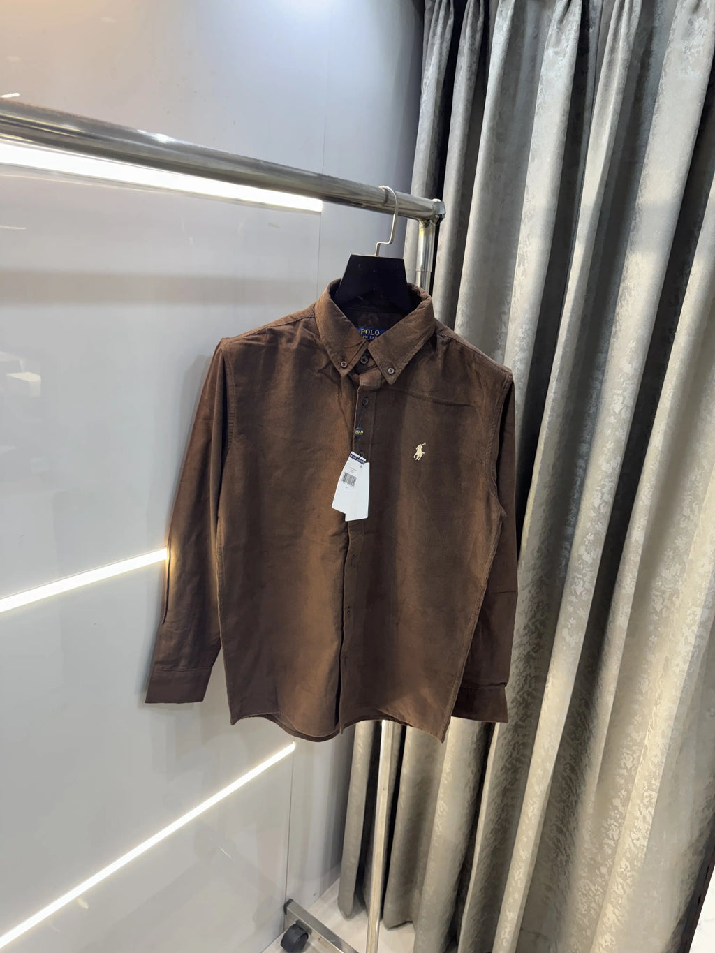 Ralph  Lauren Brown Embroidry Logo Premium Cord Shirt