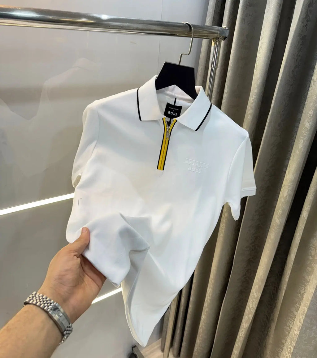 Hugo  Boss White Porsch e Limited Edition Premium Polo T-shirt