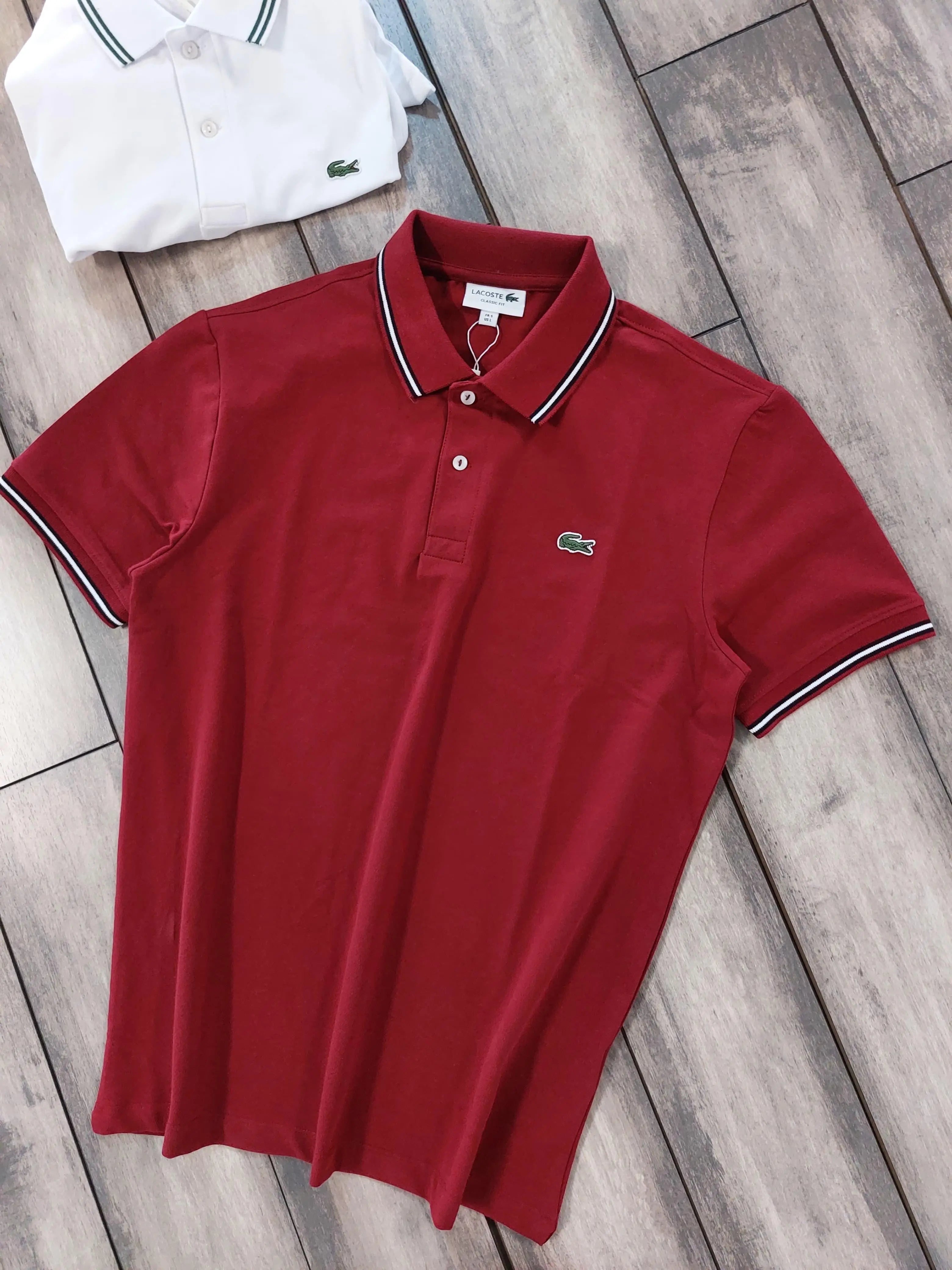 Lacost e Maroon Logo Work Premium Polo T-Shirt Main image