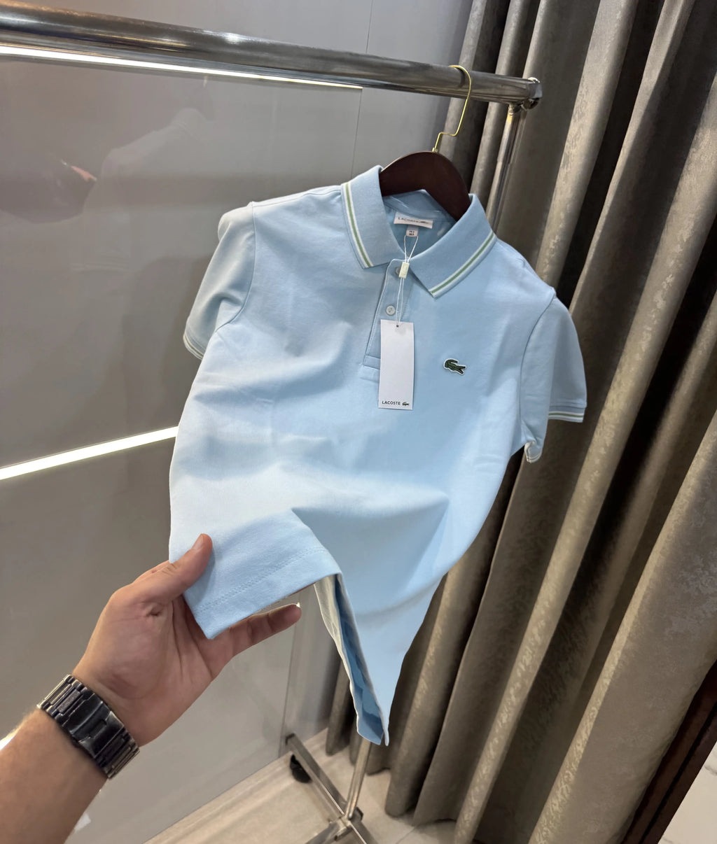 Lacost e Sky Blue Logo Work Premium Polo T-Shirt