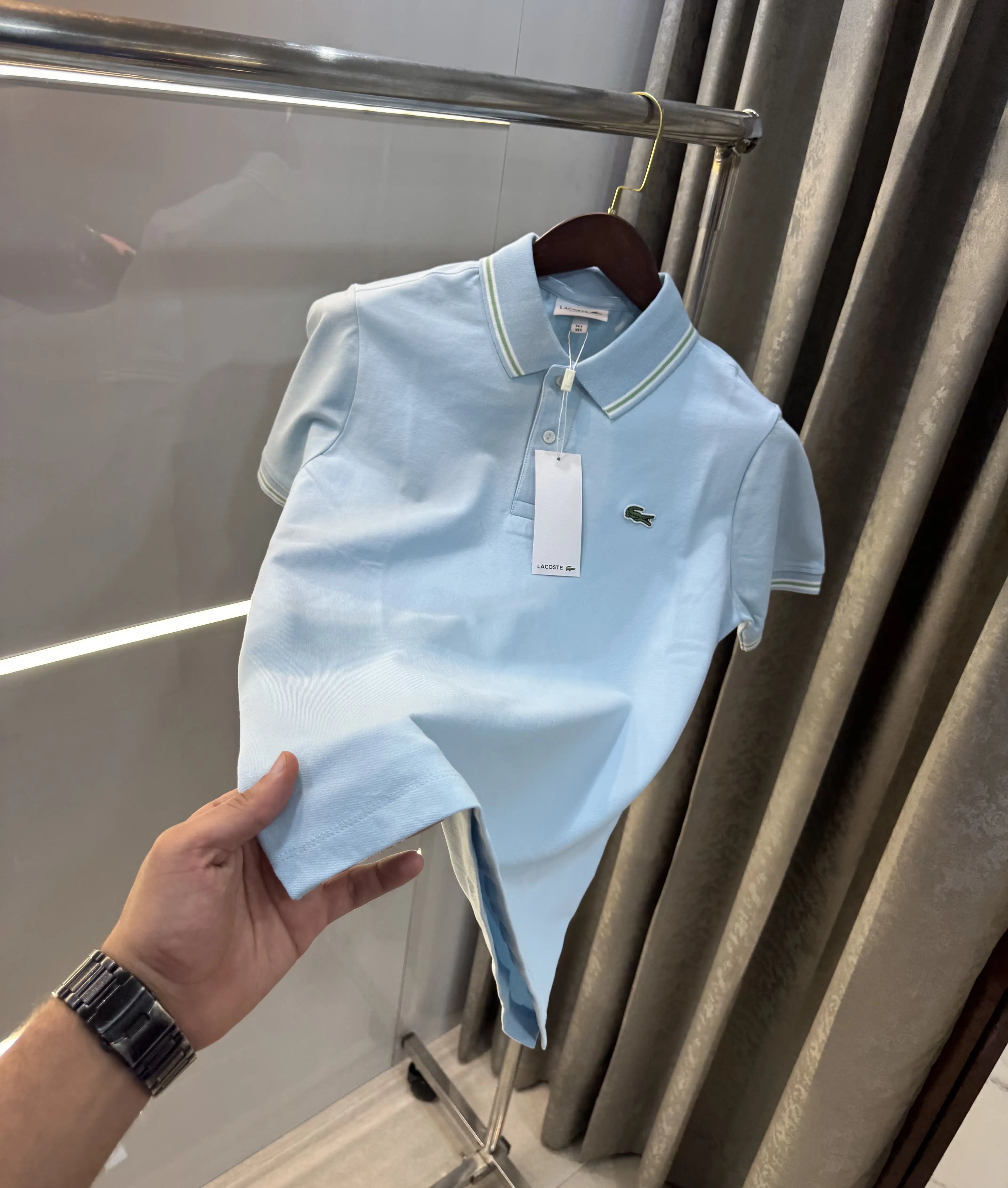 Lacost e Sky Blue Logo Work Premium Polo T-Shirt