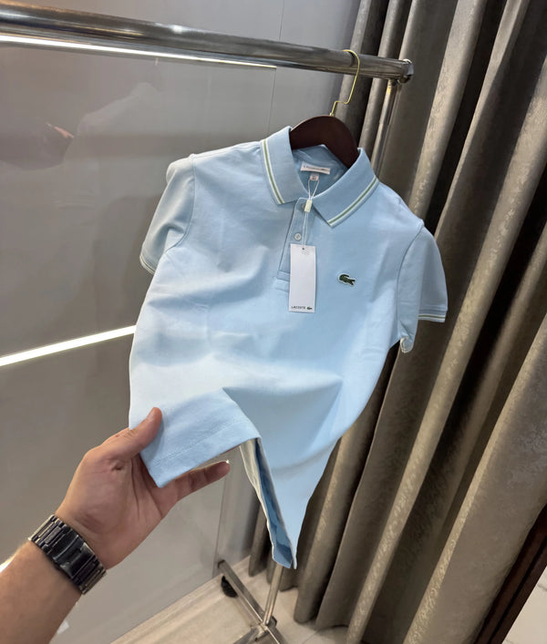 Lacost e Sky Blue Logo Work Premium Polo T-Shirt