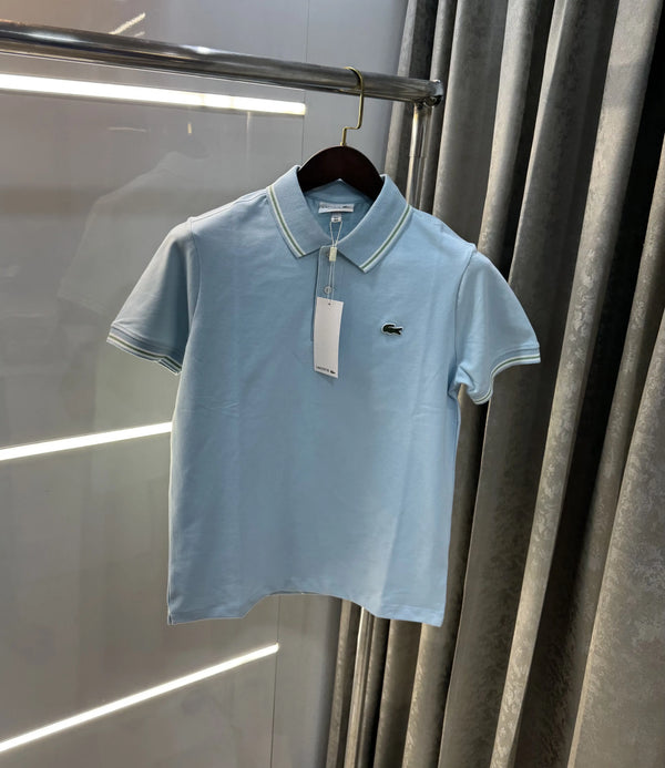 Lacost e Sky Blue Logo Work Premium Polo T-Shirt